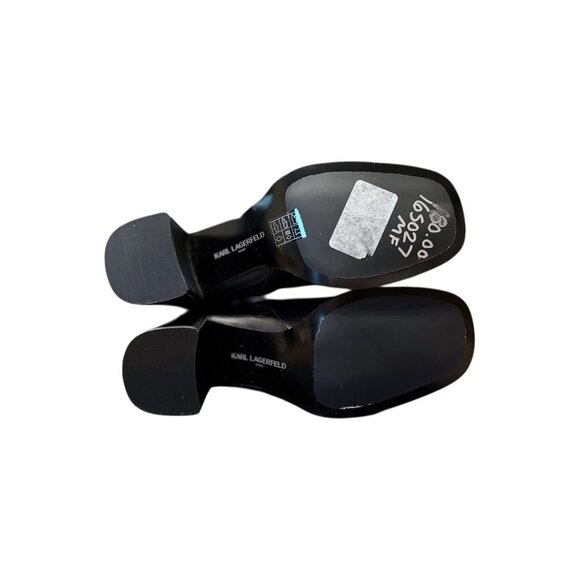 Karl Lagerfeld Pomona Womens Black Leather Ankle Boots Size 7 With Side Zipper & - Picture 8 of 12